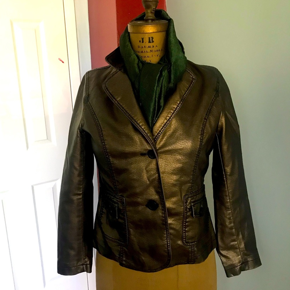 Relativity Bronze Faux Leather Jacket Size PM